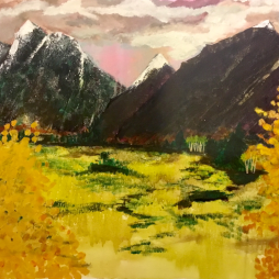 Impressionism mountain autumn landscape painting